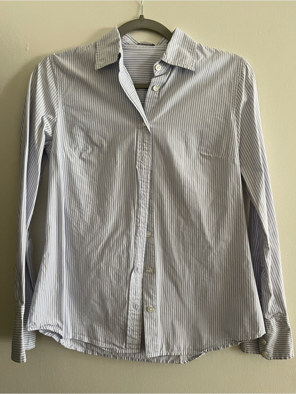 J. Crew Women's Pale Purple and White Striped Dress Shirt